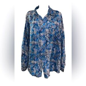 Gorgeous vintage summa silk button down paisley Asian glam core